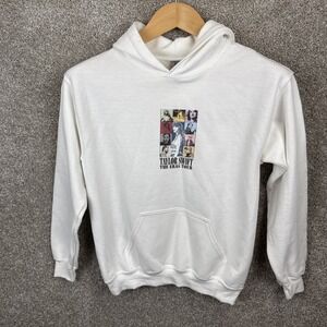 Taylor Swift Eras Tour Youth Size Large White Sweatshirt Hoodie Gildan‎ Tag